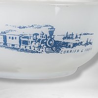 Glasbake Ovenware Currier and Ives Coupe Cereal Bowl Pair - Vintage Collectible Bowls