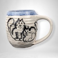 Handmade Pottery Mug with Cats