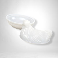 White Glass Hen on Nest Trinket Dish