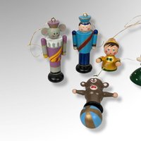 Set of 6 Vintage Wooden Ornaments, Couple Avon