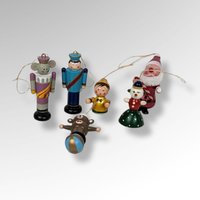 Set of 6 Vintage Wooden Ornaments, Couple Avon