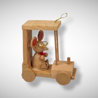 Vintage Wooden Mouse in Car Ornament