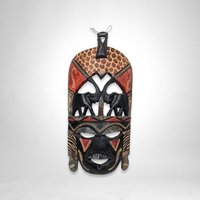 Hand-Carved Kenyan Tribal Mask Wall Art - African Craftsmanship
