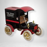 The Nostalgic Collector: 1905 Texaco Ford Delivery Car Metal Locking Bank - Vintage Automotive Memorabilia and Functional Collectible