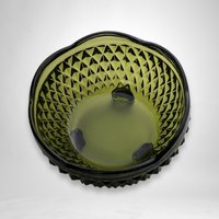 Elegant Indiana Glass Diamond Point Green Footed Bon Bon Dish