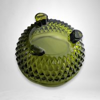 Elegant Indiana Glass Diamond Point Green Footed Bon Bon Dish