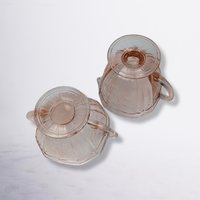 Anchor Hocking Mayfair Pink Depression Glass Cream and Sugar Set
