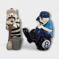 Vintage Lil Homies Psycho 8 Ball and Stripe Clown Figurines - Collectible Street Culture Art