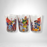Set of 3 Vintage Carnival Clown Glasses - Retro Circus-Themed Drinkware