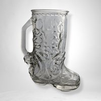 Vintage Clear Glass Cowboy Boot-Shaped Glass/Stein - Western-Themed Drinkware