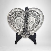 Hofbauer Byrdes Heart Shaped Crystal Dish | Vintage Lovebirds Dish | Collectible Glass Bowl | Wedding Gift | Home Decor
