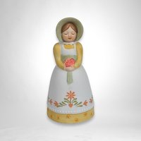 1985 Avon Bisque Woman Shaped Bell - Vintage Collectible Bell with Charm