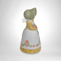 1985 Avon Bisque Woman Shaped Bell - Vintage Collectible Bell with Charm
