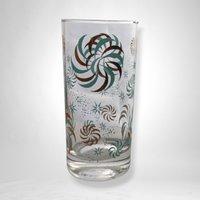 Set of 6 Vintage Glass Tumblers with Pinwheel Design