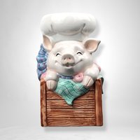 Ceramic Pig Chef Utensil Holder - Whimsical Kitchen Decor