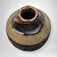 Brown Artisan Made and Signed Small Pottery Vase - Handcrafted Ceramic Décor
