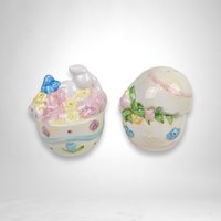 Vintage Ceramic Easter Bunny Egg Salt and Pepper Shakers