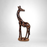 Vintage Hand-Carved Wooden Giraffe Figurine - Artisanal African Safari Decor