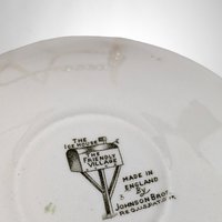 Set of 3 Johnson Bros Friendly Village Ice House Cup and Saucer Sets - Charming Collectible Tableware