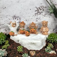 Set of 4 Homco Halloween Bears 5311 - Spooky Bear Ensemble for Halloween Fun