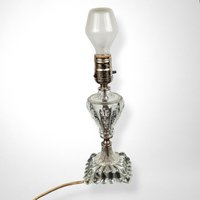 Vintage Glass Lamp with Plaid Shade: Retro Lighting Decor