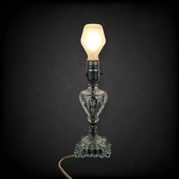Vintage Glass Lamp with Plaid Shade: Retro Lighting Decor