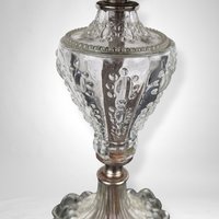 Vintage Glass Lamp with Plaid Shade: Retro Lighting Decor