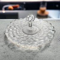 Vintage Fostoria American Clear Glass Serving Tray with Handle | Centerpiece Serving Platter