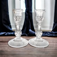 Pair of Cristal D'Arques Longchamp Clear Candesticks