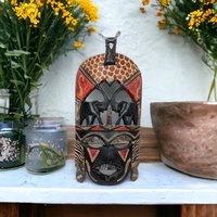 Hand-Carved Kenyan Tribal Mask Wall Art - African Craftsmanship