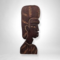 Pair of African Wooden Head Wall Decor