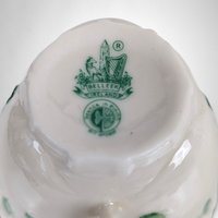 Elegant Belleek Shamrock Harp Demitasse Cup & Saucer Set