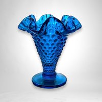Vintage Small Blue Hobnail Vase - Classic Glassware Charm