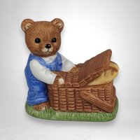 Set of 2 Homco Teddy Bear Picnic Ceramic Figurines 1462