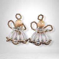 Pair of Handmade Beaded Angel Ornaments – Heavenly Holiday Decor