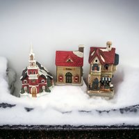 1990s Lillian Vernon Christmas Village: Set of 3 Festive Collectible Pieces