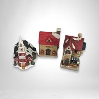 1990s Lillian Vernon Christmas Village: Set of 3 Festive Collectible Pieces