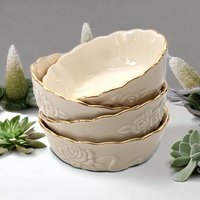 Set of 4 Lenox 4" Rosebud Cream All-Purpose Bowls: Elegant Dining Essentials