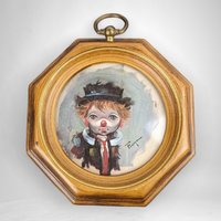 Vintage Ozz Franco Boy Clown Portrait: Timeless Circus Art