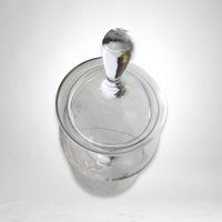 Vintage Clear Glass Candy Dish with Lid & Etched Flower Design