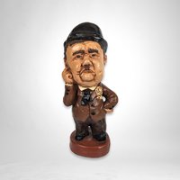 Large Laurel and Hardy Chalkware Statues - Classic Comedy Icons in Impressive Size