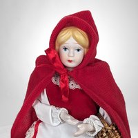Vintage Porcelain Little Red Riding Hood 9" Doll