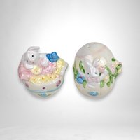 Vintage Ceramic Easter Bunny Egg Salt and Pepper Shakers
