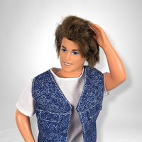 1968 Ken Doll with Brown Hair, Blue Eyes, Blue Shorts, and Movable Waist - Vintage Barbie Companion