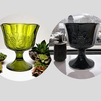 Vintage Indiana Glass Compote, Choose Green or Black