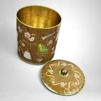 Vintage Daher Tin Canister with Antique Imagery