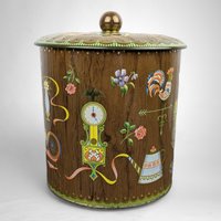 Vintage Daher Tin Canister with Antique Imagery