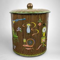 Vintage Daher Tin Canister with Antique Imagery