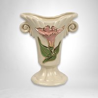 Vintage Art Pottery 5" Bud Vase with Pink Flower