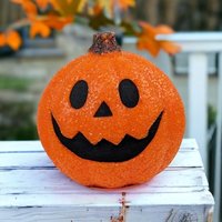 Vintage Halloween Popcorn/Melted Plastic Jack-o'-Lantern Light